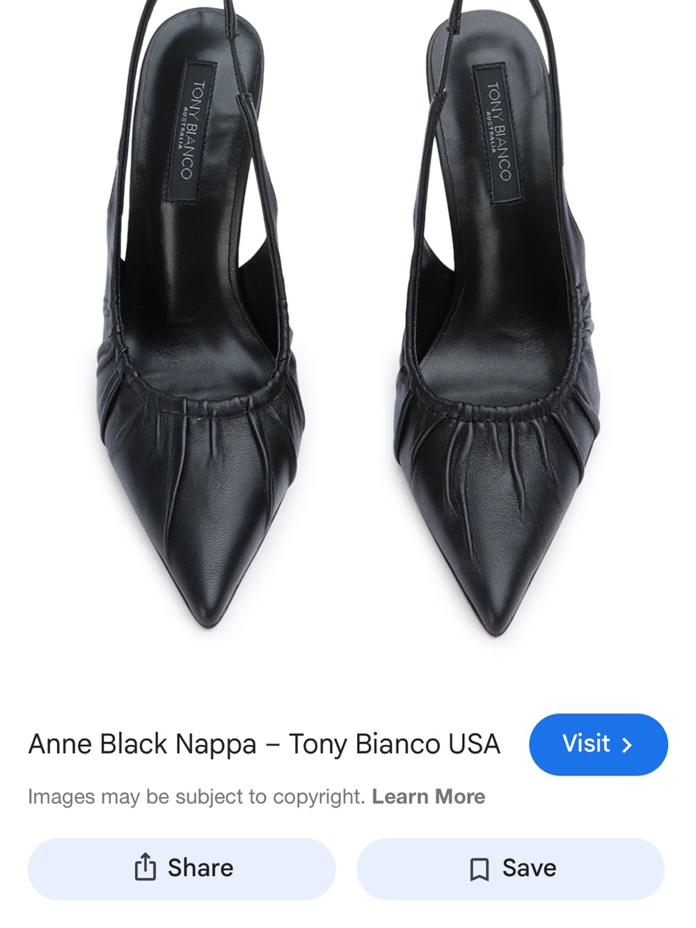 Tony Bianco Black Nappa Pointed Slingback Pumps